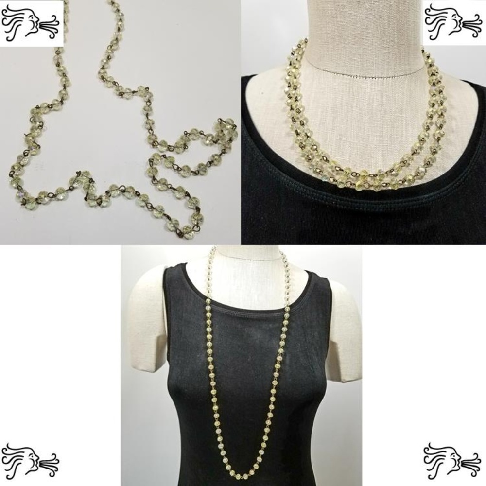 36" 7mm Faceted Yellow Crystal Rondelle Necklace